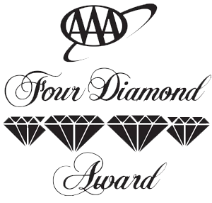 Aww, this image shows a logo with four diamonds, the text &ldquo;Four Diamond Award,&rdquo; and a circular emblem above. Top it at 140 characters, always ending the sentence. logo on footer section.