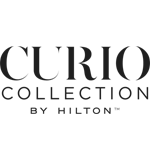 The image shows the text "CURIO COLLECTION BY HILTON" in a dark serif font.