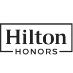 A black and gray Hilton Honors logo framed by a rectangular border.
